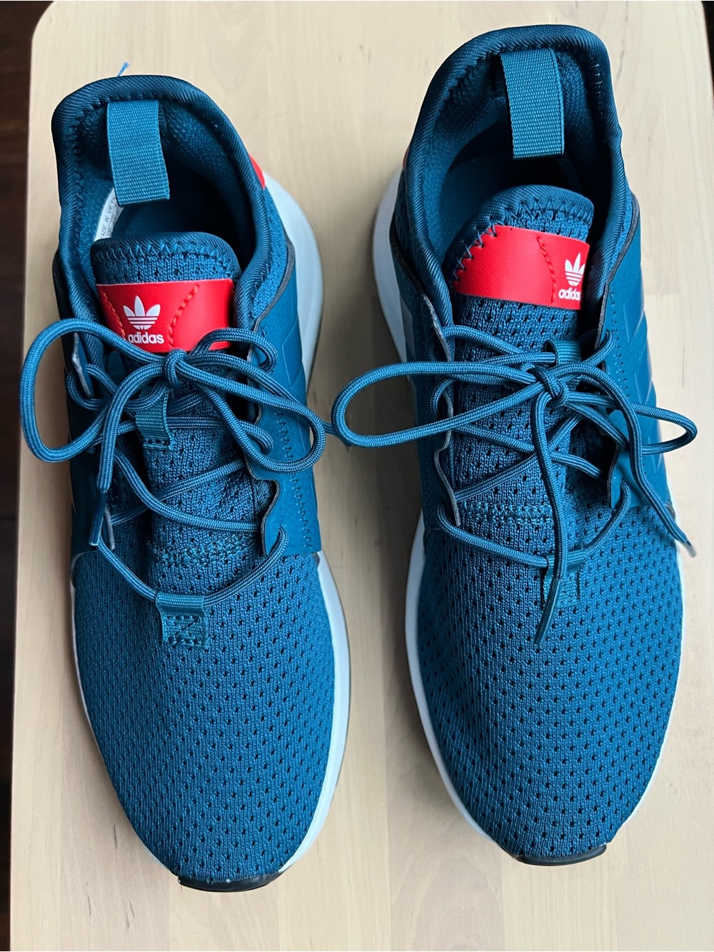 adidas Women's Teal Blue Sneakers with Red Logo Accent